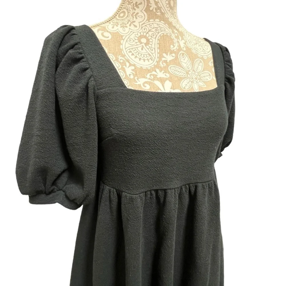 Scoop Women's Black Puff Sleeve Square Neck Short Babydoll Y2K Dress Size XS 0-2 - Picture 6 of 12